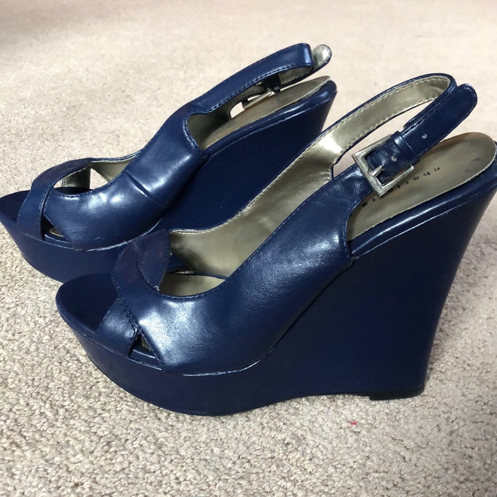 Blue leather Charlotte Russe wedges